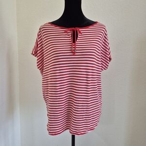Chaps Ralph Lauren Red and White Striped Short Sleeve Tee
